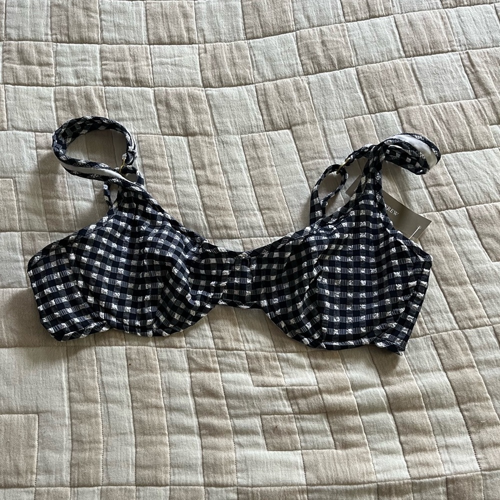 nwt j crew gingham bikini top